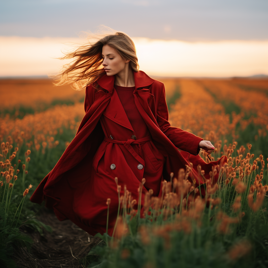 Fashion Inspiration for Caucasian Woman in Red Coat