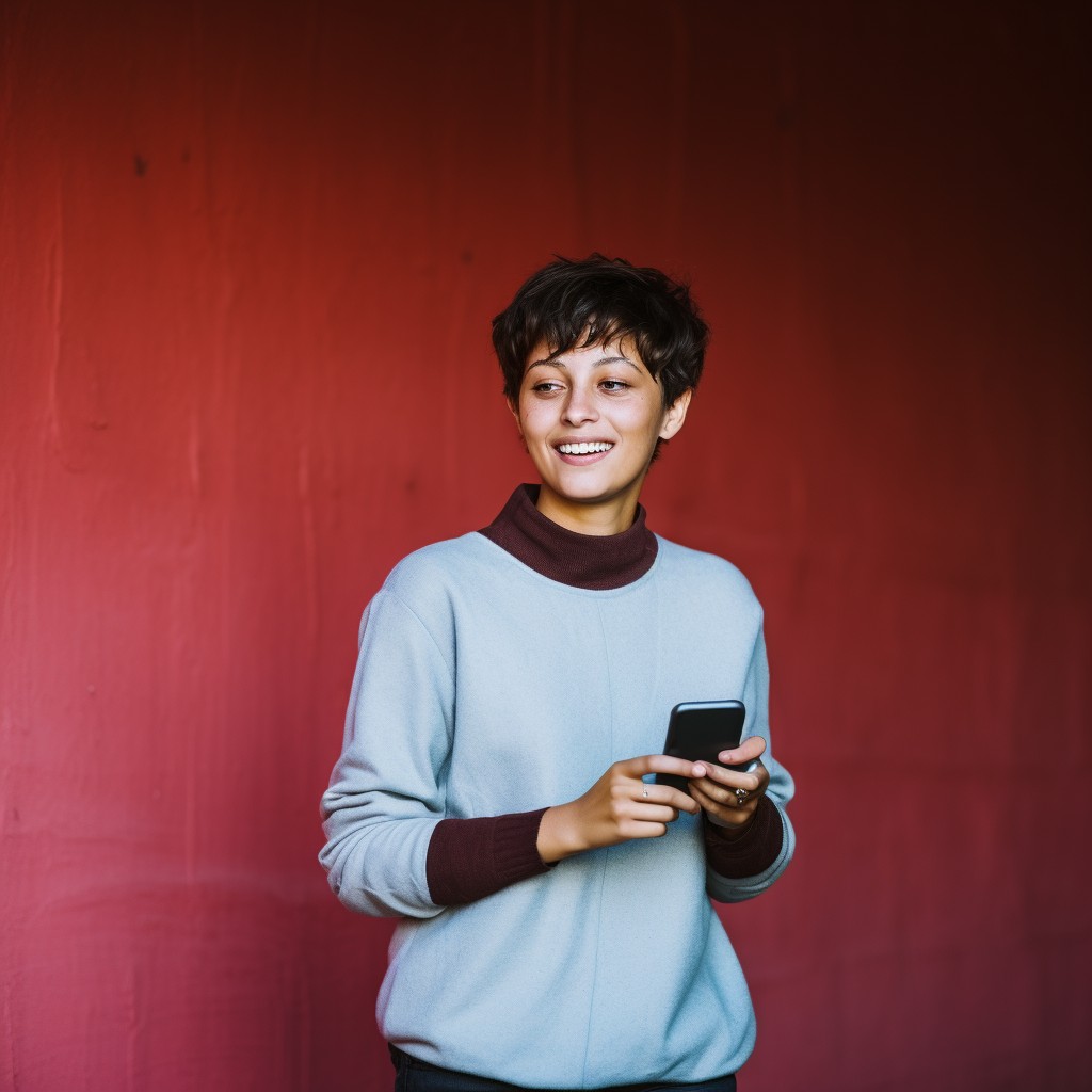 Youthful Girl with Short Hair and Stylish Outfit